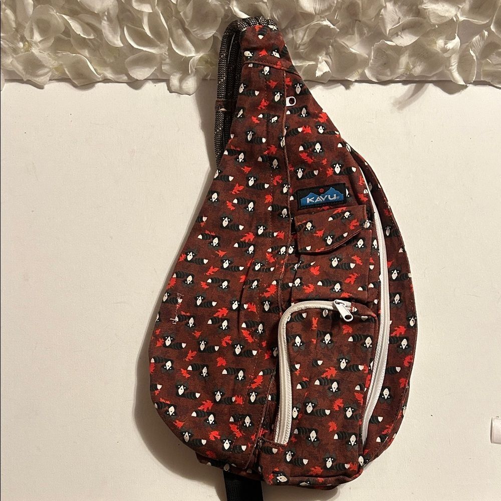Kavu Red and Black Floral Backpack